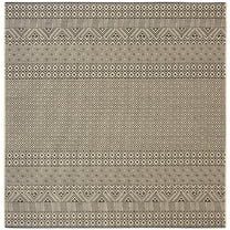 SAFAVIEH Courtyard Naomi Aztec Indoor/Outdoor Area Rug, 6'7" x 6'7" Square, Beige/Black