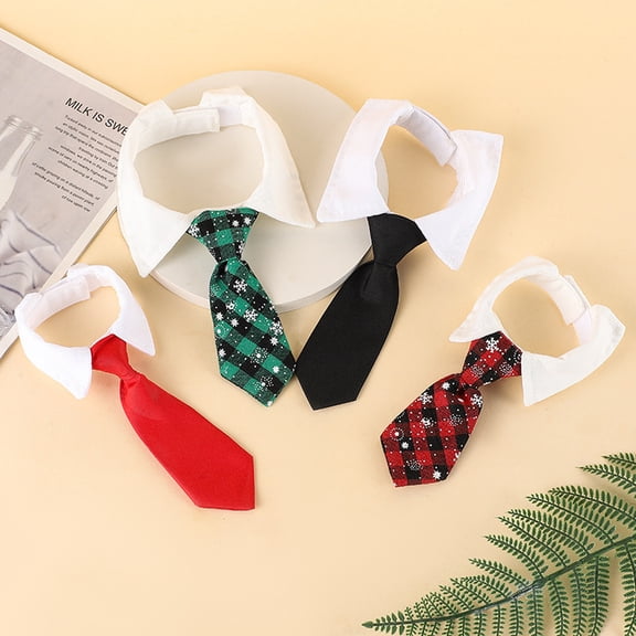 Pet Necktie with Collar Formal Dog Cat Necktie Adjustable Bowtie for Small Dogs Cats Puppy Kitten Wedding Party Holiday Costumes Red