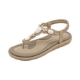 thumbnail image 2 of Beach Shoes, Sandals Wide Feet, Wide Width Sandals for Women, Going Out Shoes for Women, Flat Sandals for Women Dressy: Summer Comfortable Dress Thong Flats Sandal, Khaki 5.5, 2 of 7
