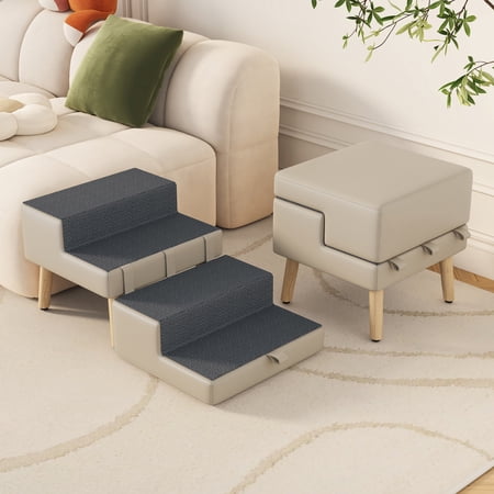 Foldable Pet Stairs 4-Step Dog Ramp for Small Puppies & Cats - Non-Slip 220 lbs