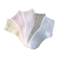 thumbnail image 3 of 5 Pairs Toddler Cotton Socks Baby Thin Summer White Mesh Crew Ankle Dress Sock for Girls Boys kids, 3 of 7