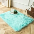 thumbnail image 2 of Soft Fluffy Faux Sheepskin Fur Area Rug Shag Plush Mat Home Decorative, Rectangle Green, 2 x 3 feet, 2 of 7