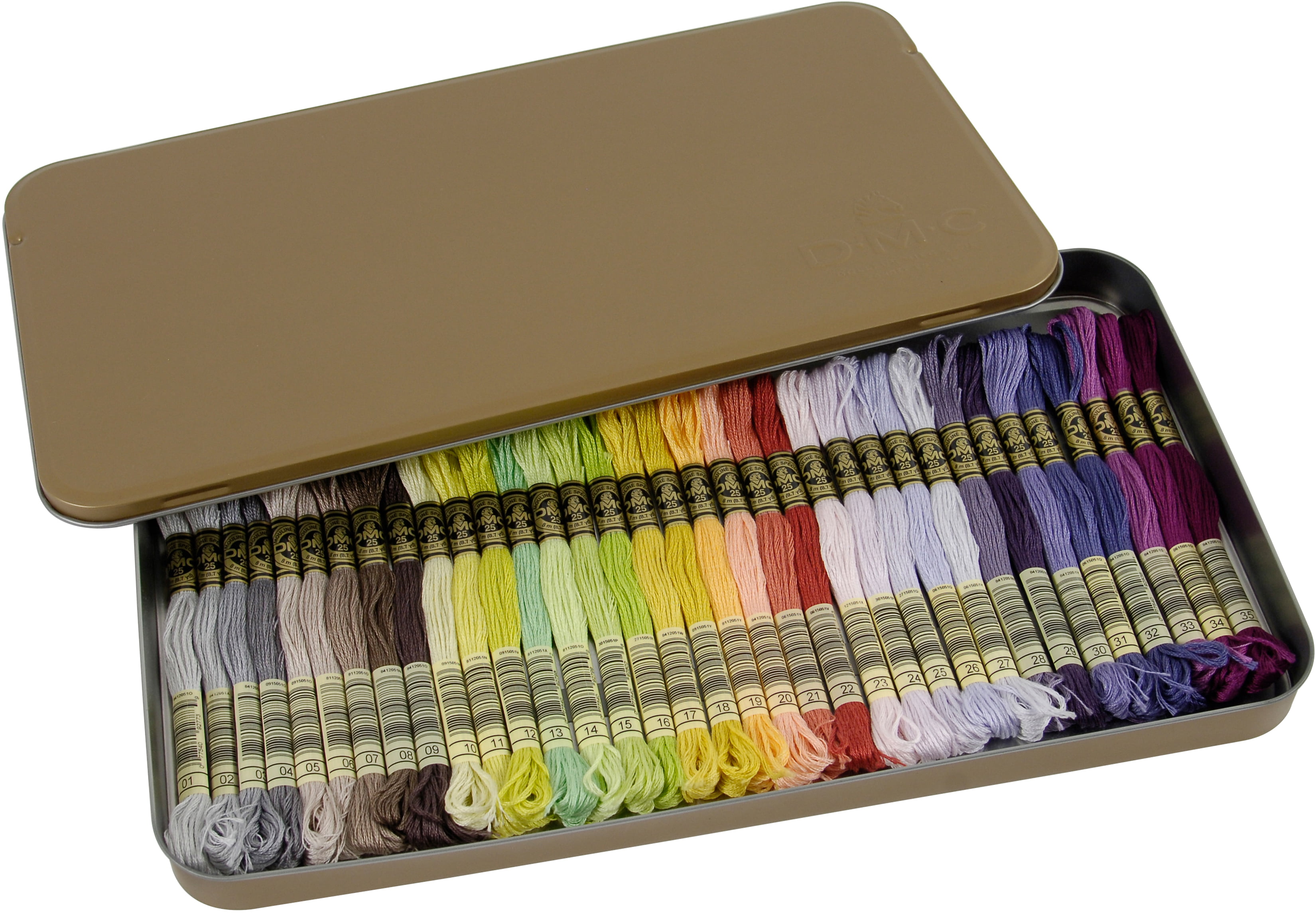 Charming Melodie dmc embroidery floss pack,35 colors assortment with  collector tin,dmc embroidery thread kit bundle with dmc needle threader.