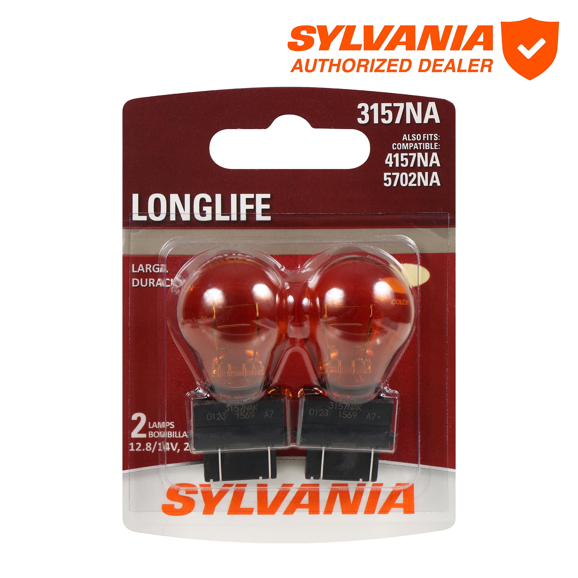 (2 pack) Sylvania 3157A Long Life Mini Bulb, 2 Pack, Compatible with Multiple Cars
