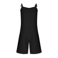 thumbnail image 4 of MKOSPLRT Linen Jumpsuits for Girl 4-16 Years Adjustable Thin Straps V Neck Pleated Romper Shorts Solid Casual Baggy Beach Vacation Jumpers, 4 of 8