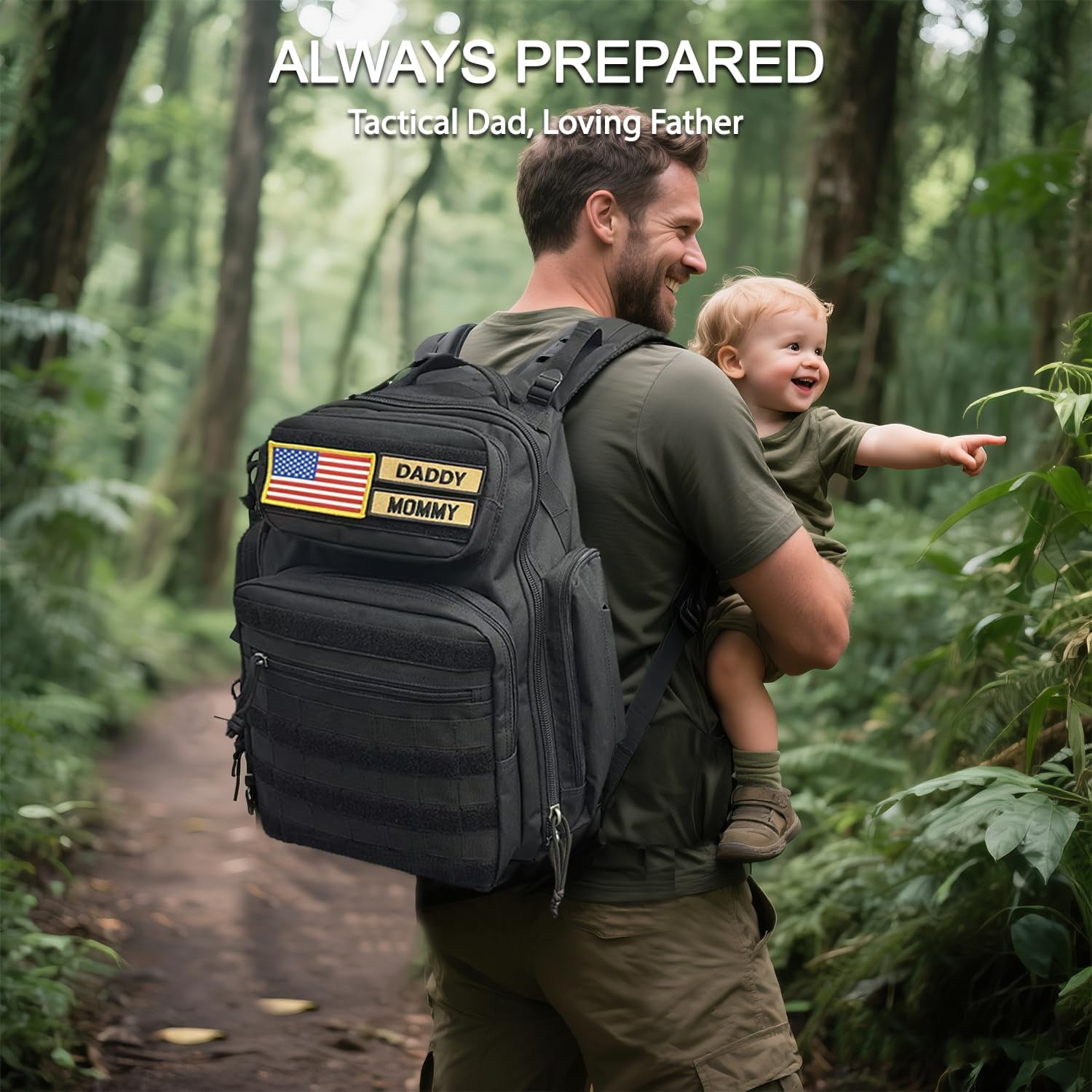 MIRACOL Diaper Bag Backpack for Men: 40L Heavy-Duty Tactical Style Dad Baby Bag with 16+ Pockets - MOLLE Webbing and Organized Storage for Travel & Weekend Adventures (Grey)