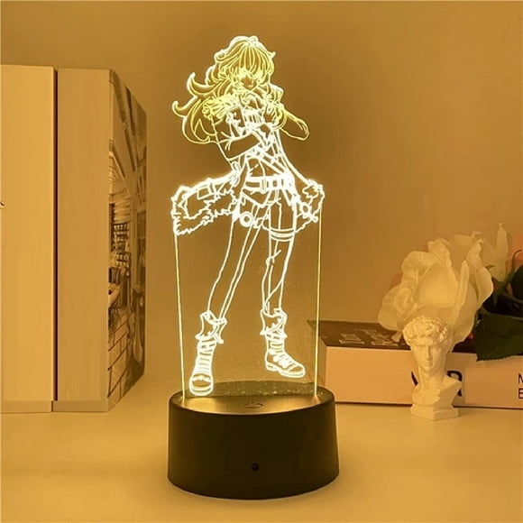 Genshin Impact Wiki Diluc LED 3D Lamp Lllusion Light Desk lamp Japanese Anime Light ，for Child Bedroom Decor Night Light Birthday Gift Manga Gadget