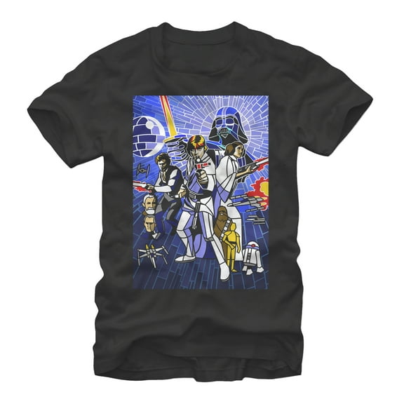 Men's Star Wars Stained Glass Poster Graphic Tee Black Small