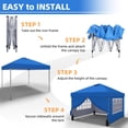 thumbnail image 6 of Ainfox 10x10 Pop up Canopy Tent with Sidewalls and Weighted Sandbags,Instant Outdoor Shade Gazebo,Blue, 6 of 8