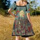 thumbnail image 5 of Vestido de manga corta con estampado de girasoles, vestido ajustado, ropa de mujer, novedades, vestido de lujo., 5 of 7