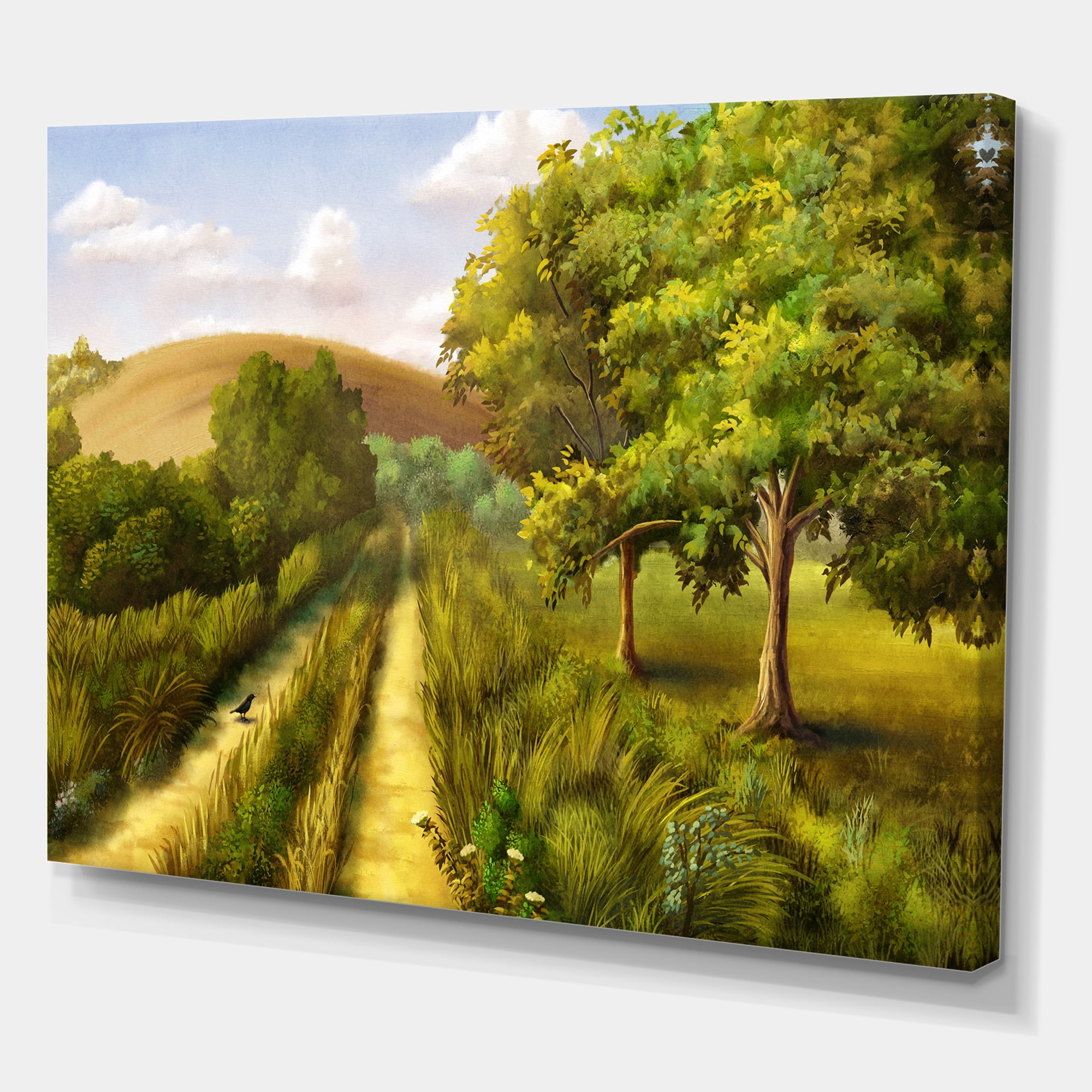 Designart ' Vital Country Road During Summer ' Traditional Canvas Wall Art Print