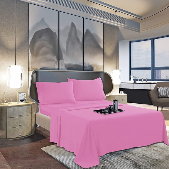 Elegant Comfort Silky-Soft 1800 Series - Wrinkle-Free 2-Piece Pillowcases, King Size, Light Pink