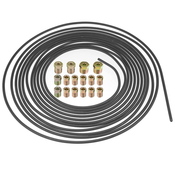Unique Bargains 3/16" Car Brake Line Tubing Kit 25ft Tube Coil w/16 Fittings for Hydraulic Braking Systems Army Green