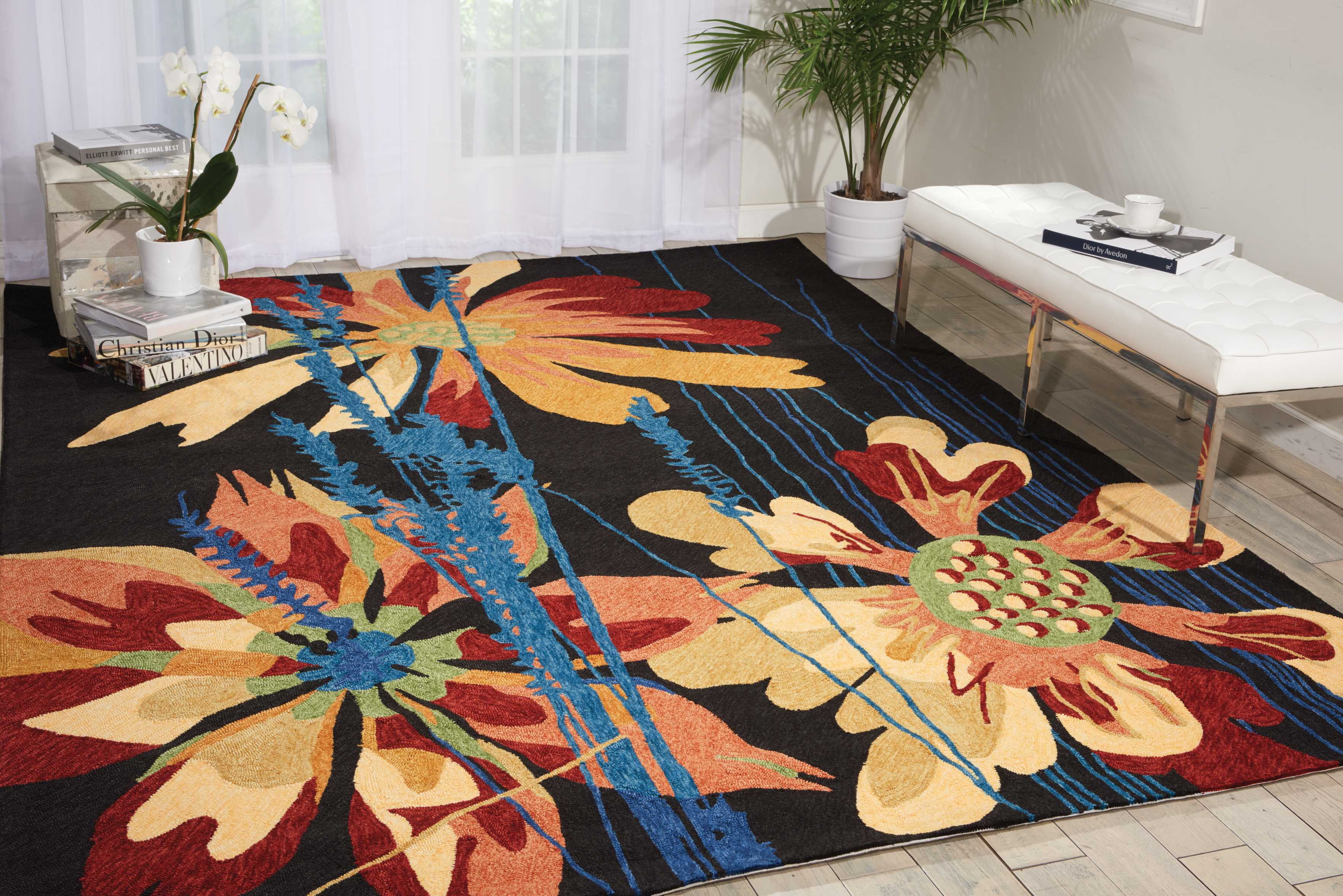 Nourison South Beach Indoor/Outdoor Celebrations Area Rug, Black