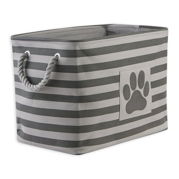 Bone Dry Pet Storage Collection Striped Paw Patch Bin, Medium, Gray
