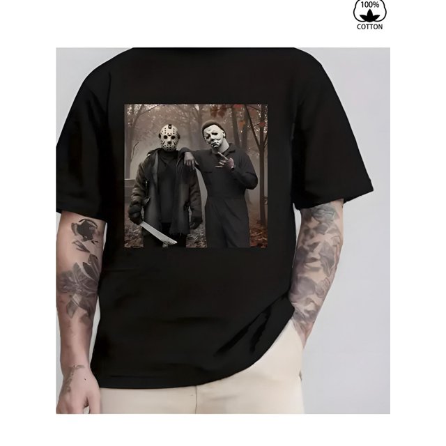 100% Pure Cotton Men's T-Shirt - Dark, Funny Fashion Trend, 180g Heavyweight, Skin-Friendly, Casual Daily Wear