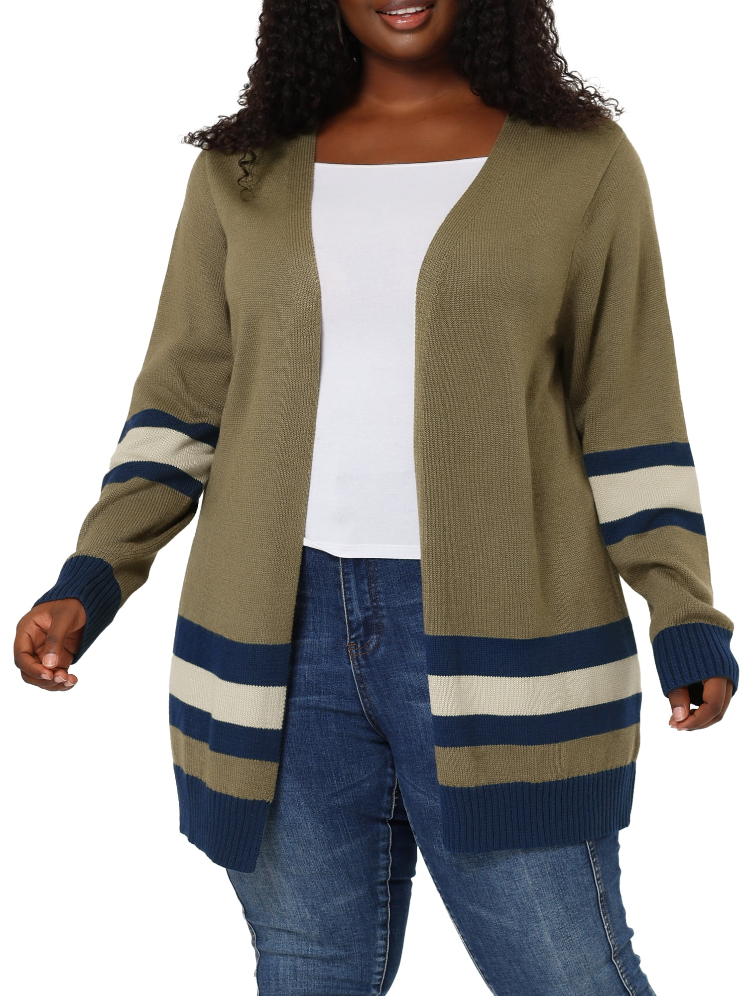 Unique Bargains Women's Plus Striped 
