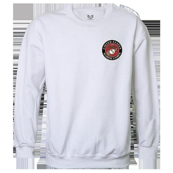 USMC Emblem Graphic Crewneck Sweatshirt, White - Medium