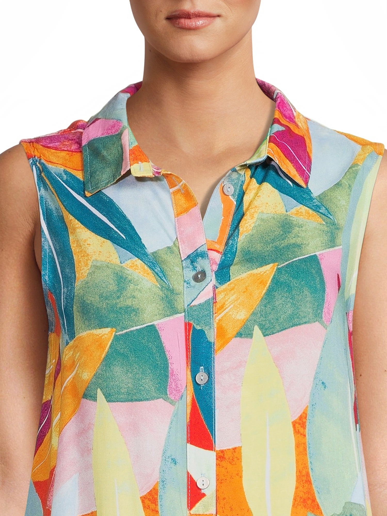 Time and Tru Women's Sleeveless Shirt Dress
