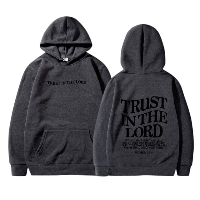 GPOECD Chandails en Molleton à Capuche pour Femmes Grande Taille Mode Réversible Imprimé Lettre Manches Longues avec Poche 02_gris Foncé,m