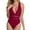 Wine, variant on QHFBli Women One Piece Swimsuit Sexy V Neck Bathing Suits Tummy Control Swimsuits Mesh Hollow Out Swimwear