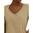 thumbnail image 3 of Cilcicy Women Solid Color V-Neck Cap Sleeve Loose T-Shirt Top, 3 of 4