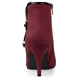 thumbnail image 4 of BLISSFUL STEP Women's Bow Pointed Toe Stiletto Heel Ankle Boots Burgundy (Size 6), 4 of 7