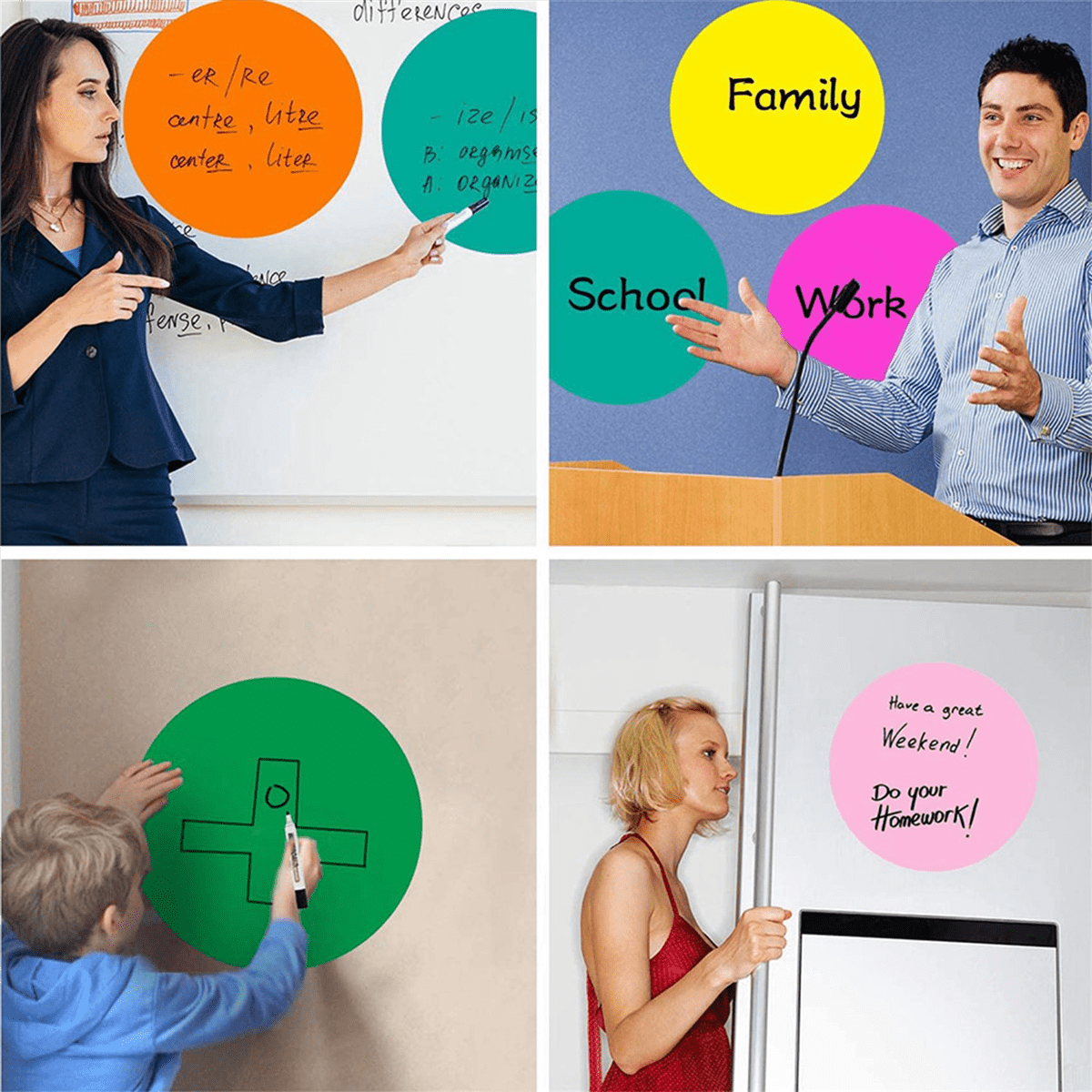 36Pcs Dry Erase Circles Removable Vinyl Dot Stickers for School Classroom Table & Desk 11.8Inch