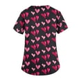 thumbnail image 5 of Valentine Day Scrub Tops for Woman Short Sleeve Plus Size V Neck Nursing Scrubs Love Heart Print Cute Quick Dry Uniforms with Pockets Black 2XL, 5 of 5
