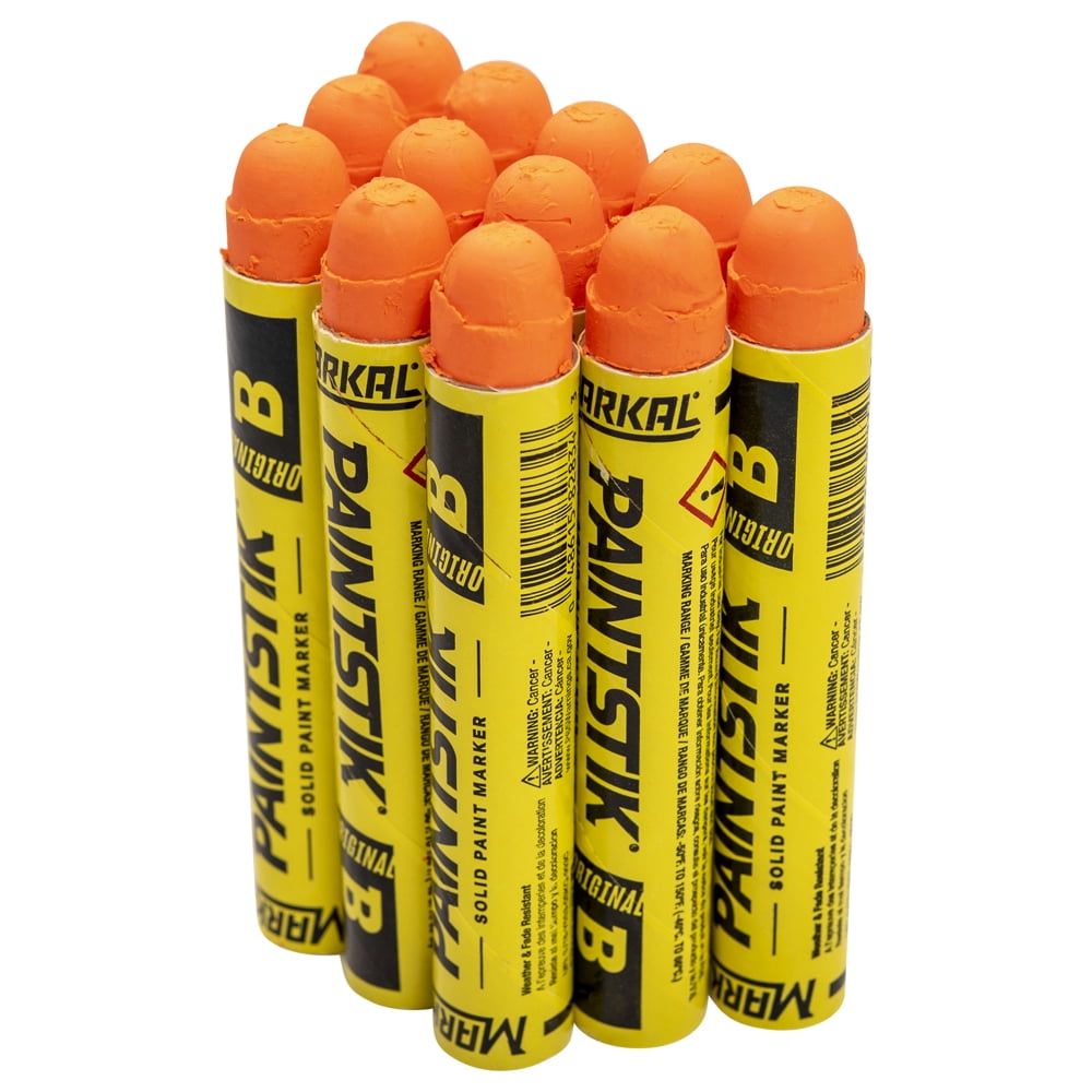 12 Pc Box Flourescent Orange Markal B Paintstiks Glow UV Black Light Crayon Metal Glass Wood Rubber for Auto Tire Construction Lumber