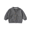 thumbnail image 4 of Rrxhxhs Cardigan for Girls Solid Color V-Neck Button Front Long Sleeve Loose Casual Sweater Cover Up with Pockets, 4 of 7