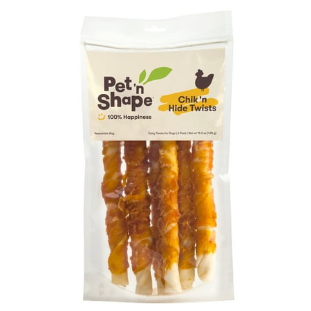 UPC: 0032657116063 | Pet n Shape Hide Twists – Chicken Wrapped Rawhide Dog Treats Large Twist 1 Pound — Healthy Dog Treats
