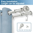 thumbnail image 3 of Ridicili 5/8" Telescoping Double Curtain Rods with Volle Finials, Pewter,28"-84", 5/8 Inches Front and 1/2 Inches Back Double Window Drapery Rod, 3 of 6