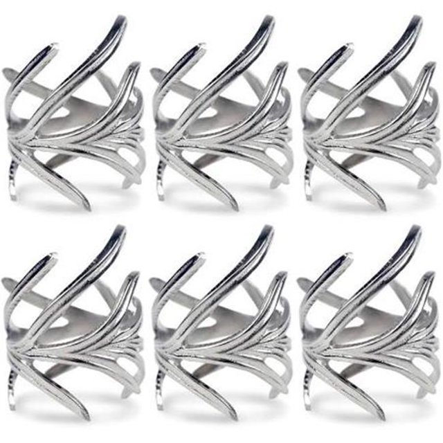 Anneau de Serviette de Branche d'Argent Antique Ensemble de 6