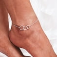 thumbnail image 3 of Chic & Artsy Sterling Silver Interlock Circles Anklet, 10.7-Inch Cable Chain, 3 of 7
