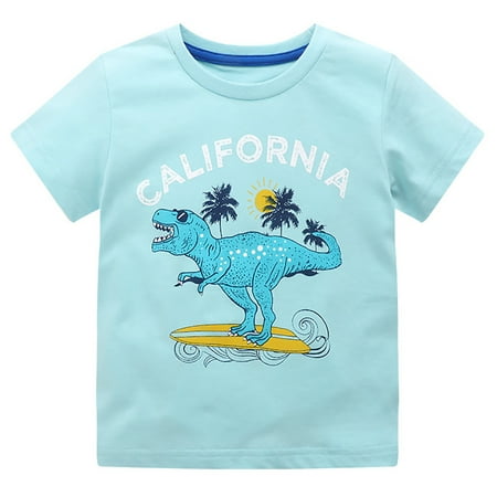 

Toddler T-shirts Boys Children s Shortsleeve Tees Fashion Cartoon Califonia Dinosaur Printing Baby Cotton T-shirts 12M-8T