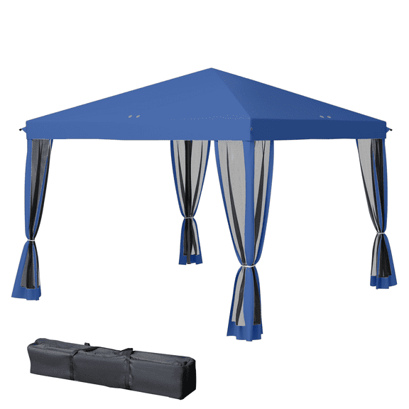 10x10 Pop Up Canopy Tent with Netting, Instant Gazebo, Screen Tent for Outdoor Events, Blue