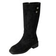 thumbnail image 3 of Willtoo Women Mid‑Calf Tall Boots, Round Toe Low Block Heel Side Zipper Boots, Metal Button Decor Soft Upper Fall Winter Casual Fashion Boots, 3 of 6