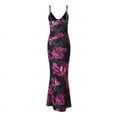 thumbnail image 4 of Maxi Skirt Set Floral Print Halter Top Maxi Skirt Going Out Outfits for Women Black S, 4 of 9