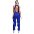 thumbnail image 2 of Kaerm Combinaison de Danse Latine Salsa Rumba Sans Manches à Franges à Sequins pour Femmes Bleu Royal TG, 2 of 6