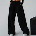thumbnail image 3 of Women's Style Solid Sport Pants High Waist Straigh Leg Loose Casual Sweatpants Workwear Wide Leg Pants, 3 of 6