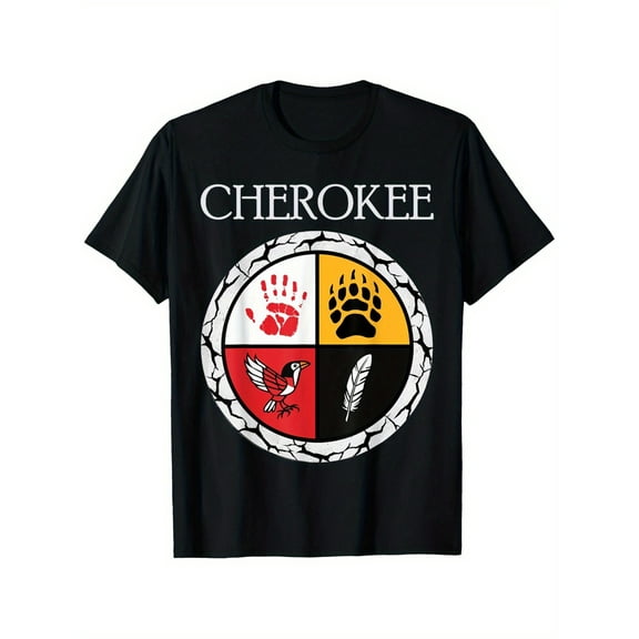 Tribe Native American Medicine Wheel T-Shirt, 100% Cotton, Holiday Gift, All-In-One Top, Men, Women, Dad, Family, Mom, Friend Wheel T-Shirt, 180G, Round Neck Black, Size S-XXXL