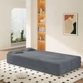 thumbnail image 4 of Miekor Modern Floor Sofa with 2 Pillows,Convertible Teddy Fabric Foam-Filled Sleeper Sofa Bed,15" Twin Size Folding Mattress for Living Room,Guest Bed,Playroom,no assembly required,Dark Grey No7813, 4 of 9