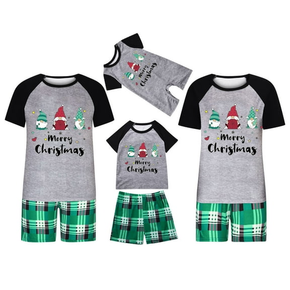 Odeerbi Christmas Pajamas for Family Plaid Holiday Short Sleeve Family Christmas Pajamas Matching Sets Dad Fashion Plaid Print Tops Pants Sleepwear Xmas Family Matching PJs Set Green