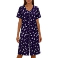 thumbnail image 4 of Sleepwear Dress for Women New Women’s Zip Print Nightgown with Pockets Round Neck Pleated Sleep Dress Summer Loose Comfy Home Nightshirt, 4 of 6