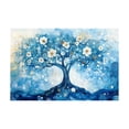 thumbnail image 5 of Mudket Framed Canvas Wall Art Blue Swirl Tree of Life White Flower Gold Fleck Prints Wall Decor Modern Botanical Canvas Print Ready to Hang for Living Room Bedroom Office - 12"L x 8"W, 5 of 10