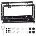 thumbnail image 1 of YOPTOP 2PCS Bling Car License Plate Frame  Sparkly Rhinestone Stainless Steel License Plate Cover/Holder  Universal for Most Cars  SUVs  Vehicles with Screw Set  Auto Accessories for Wome,black, 1 of 14