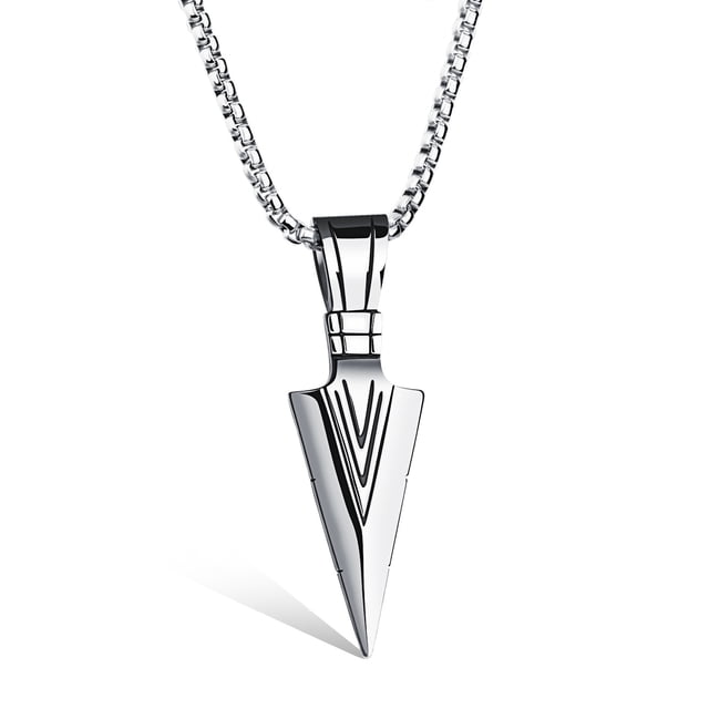 Colgante de punta de lanza con personalidad creativa europea y americana, collar de acero de titanio estilo Hip Hop callejero para hombres