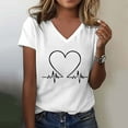 thumbnail image 2 of MESSIYO Shirts for Women Graphic Tees for Women womens v neck t shirts trendy womens tops women blouses Women's Fashionable Casual V Neck Love Printed Top Short Sleeved T Shirt White XL, 2 of 4