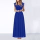 thumbnail image 1 of ICHUANYI Clearance Women's Sexy Hollow Out V-neck Large With Sleeveless Lace Stitching Chiffon Long Dress(Blue, S) ICHUANYI WER2023081207055, 1 of 5